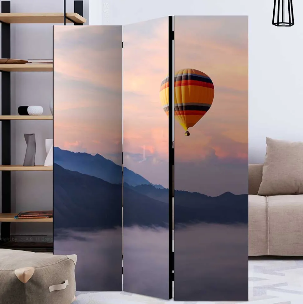 Foto Paravent Heißluftballon über Bergen - Akura