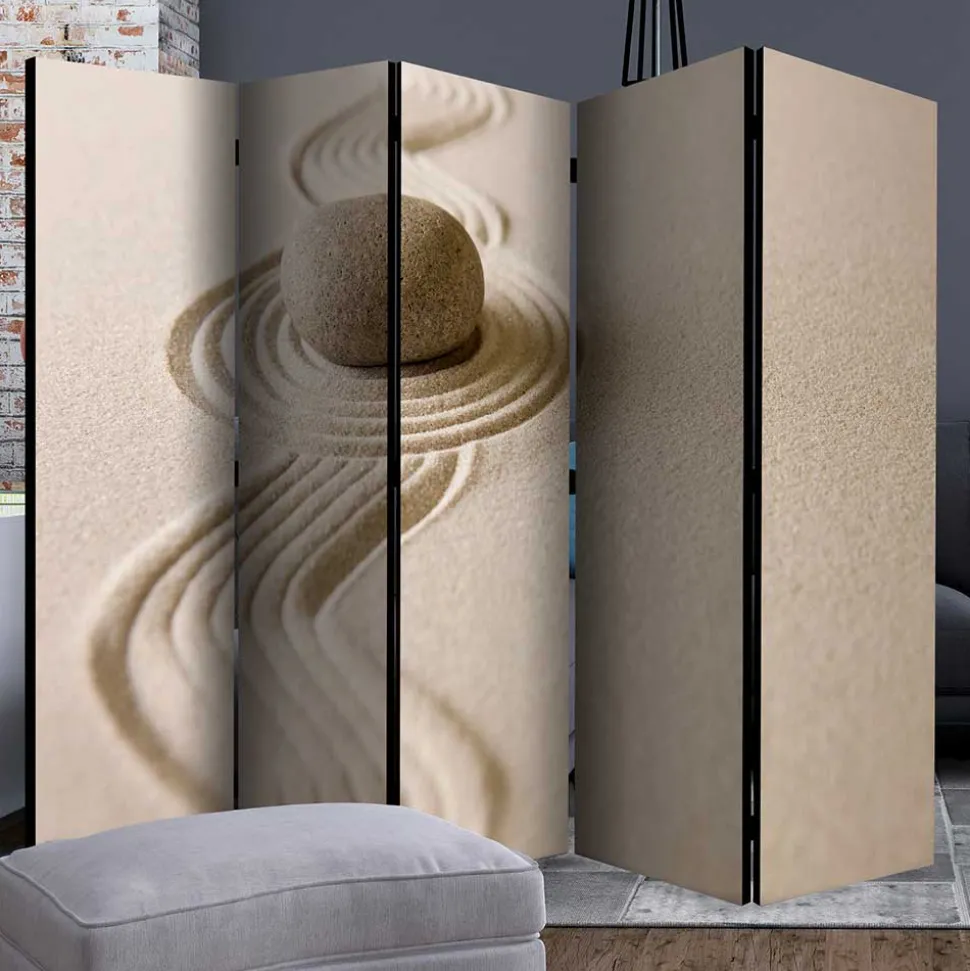Foto Paravent mit Zen Motiv in Beige - Lasha