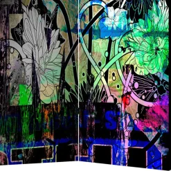 Fotodruck Paravent Graffiti & Lilien - Bergen