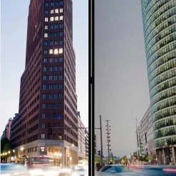 Fotoprint Paravent Hochhäuser & Straße - Janna