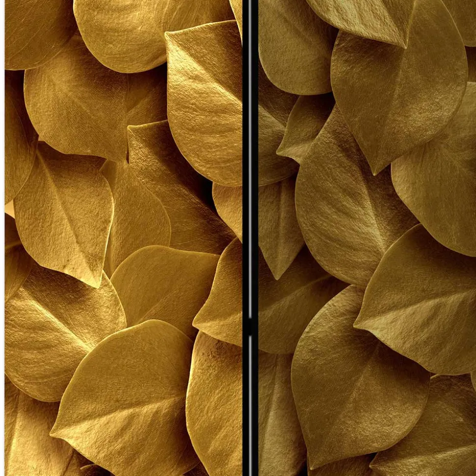 Fotoprint Trennwand mit Blättern in Goldfarben - Jimm