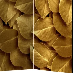 Fotoprint Trennwand mit Blättern in Goldfarben - Jimm