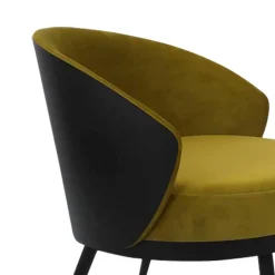 Frei stellbarer Velours Sessel in Gold Gelb - Durense