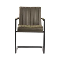 Freischwinger Armlehnenstuhl in Oliv Grün - Musashy