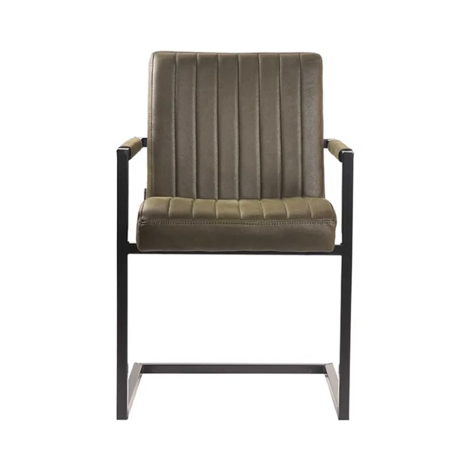 Freischwinger Armlehnenstuhl in Oliv Grün - Musashy