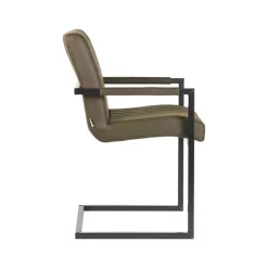 Freischwinger Armlehnenstuhl in Oliv Grün - Musashy