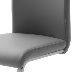 Freischwinger in Kunstleder Grau Ramia mit Edelstahl (4er Set)