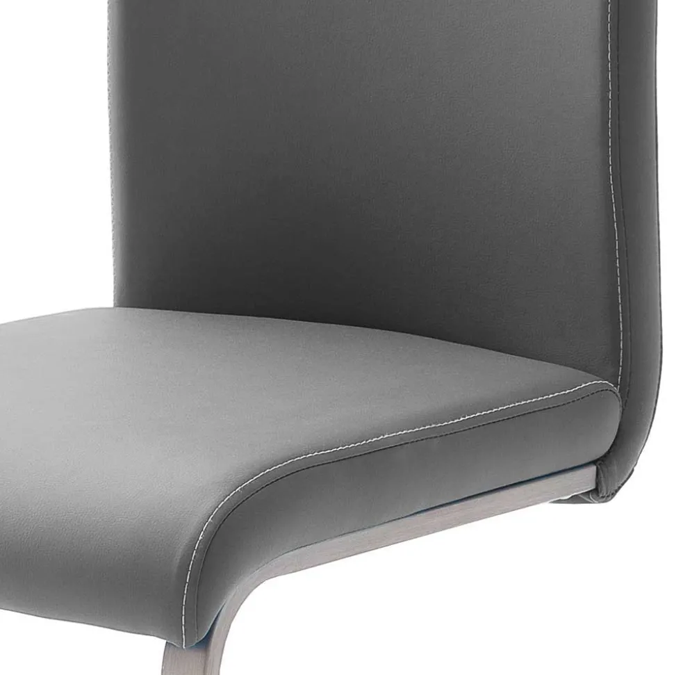 Freischwinger in Kunstleder Grau Ramia mit Edelstahl (4er Set)