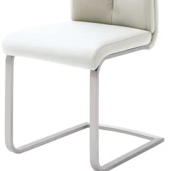 Freischwinger mit aufgesetzten Kissen in Weiß Briston Kunstleder (4er Set)