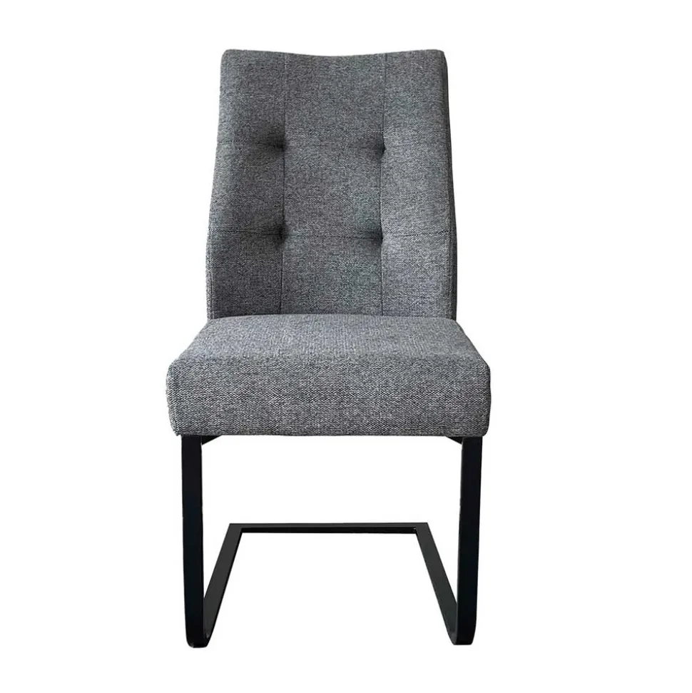 Freischwinger Polsterstühle in Dunkelgrau - Zinova (2er Set)