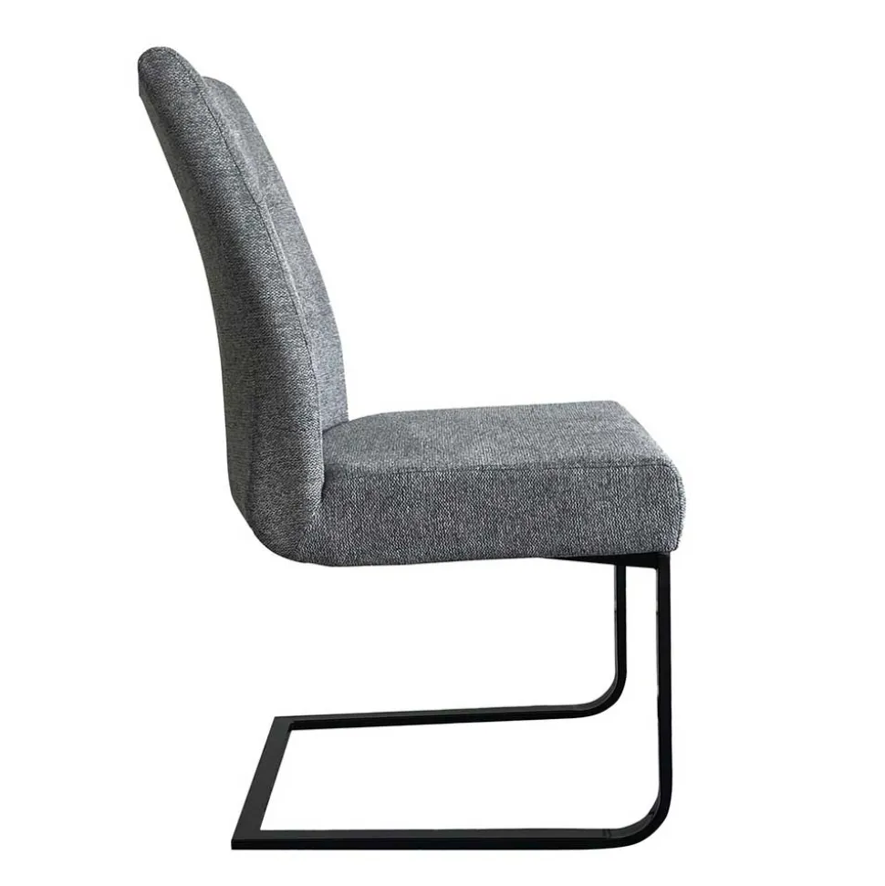 Freischwinger Polsterstühle in Dunkelgrau - Zinova (2er Set)