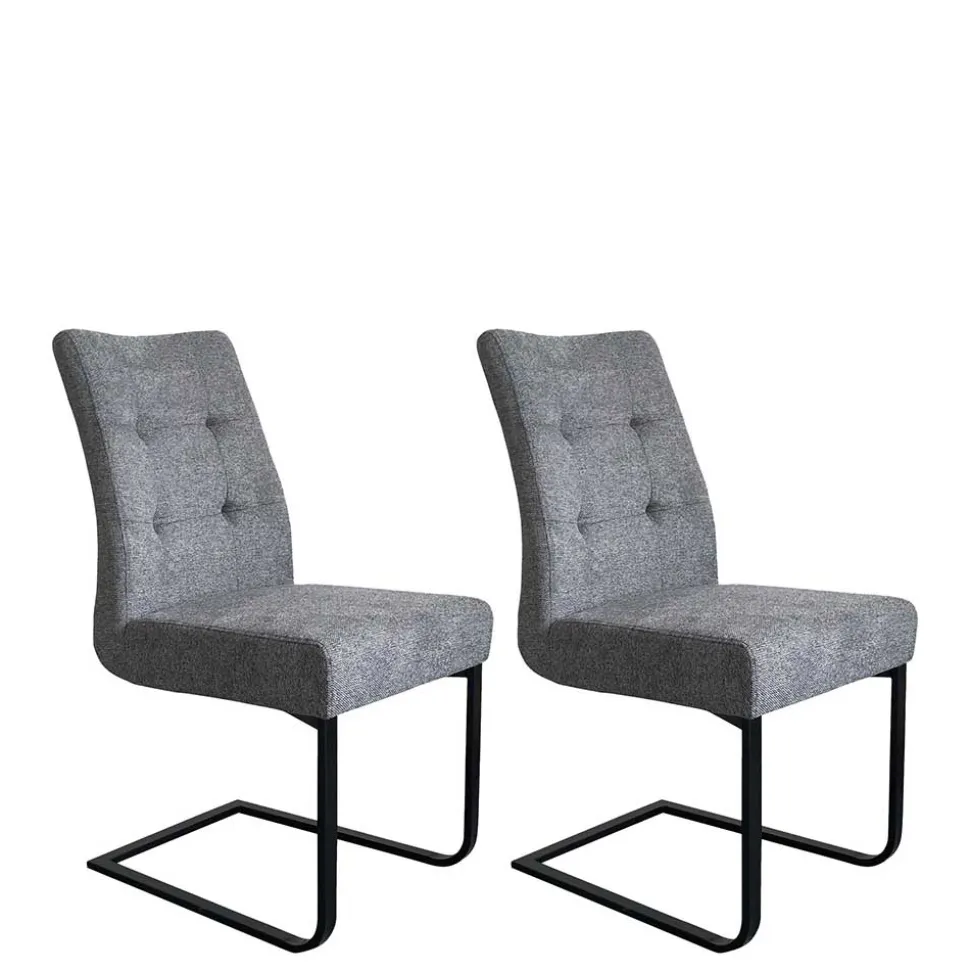Freischwinger Polsterstühle in Dunkelgrau - Zinova (2er Set)
