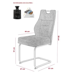 Freischwinger Stuhl in Silbergrau - Riakust (2er Set)