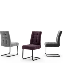 Freischwingerstühle aus Chenille in Dunkelgrau - Hulmane (2er Set)