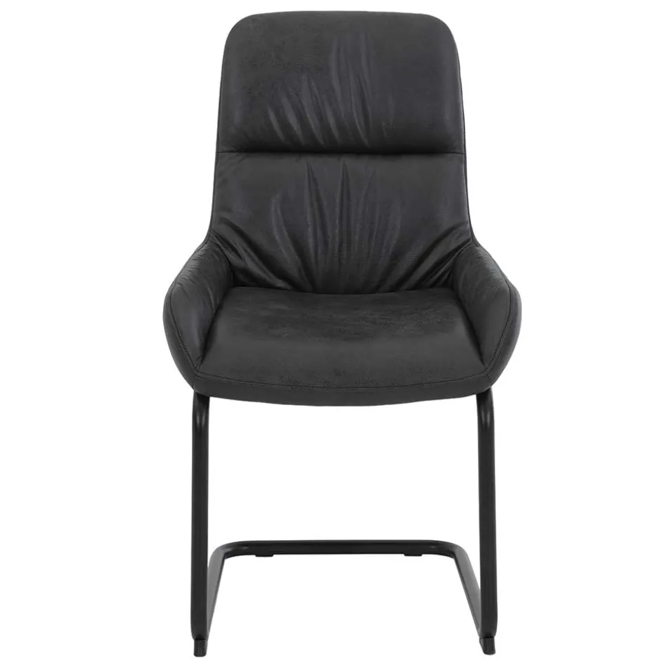 Freischwingerstuhl in Anthrazit Microfaser - Settas (Set)