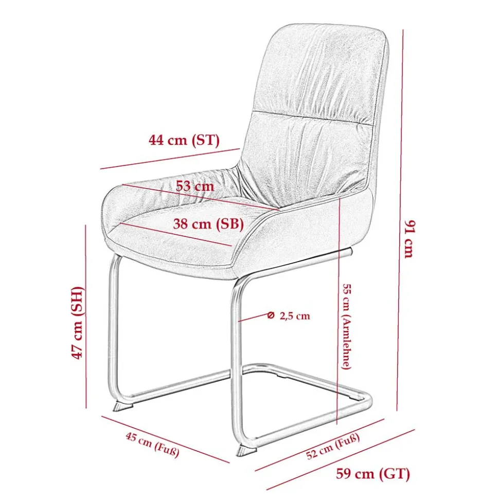 Freischwingerstuhl in Anthrazit Microfaser - Settas (Set)