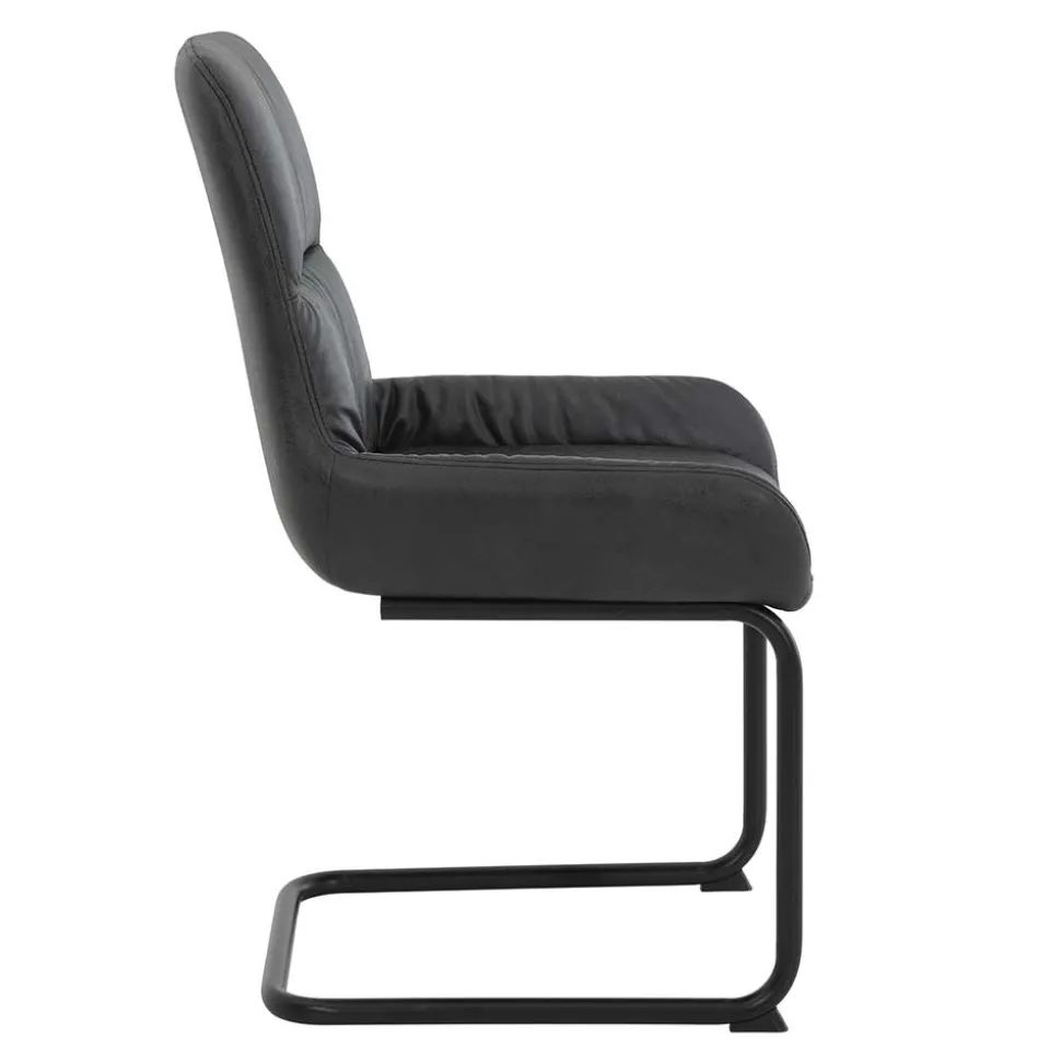 Freischwingerstuhl in Anthrazit Microfaser - Settas (Set)