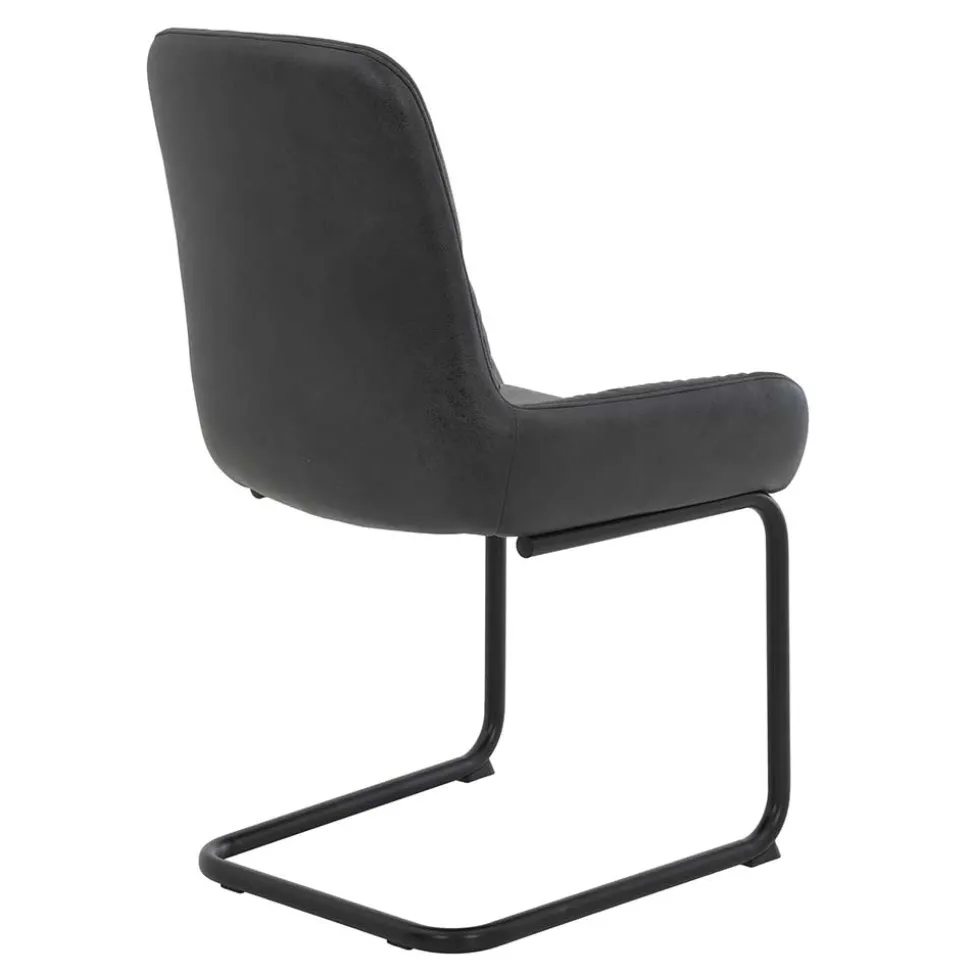 Freischwingerstuhl in Anthrazit Microfaser - Settas (Set)