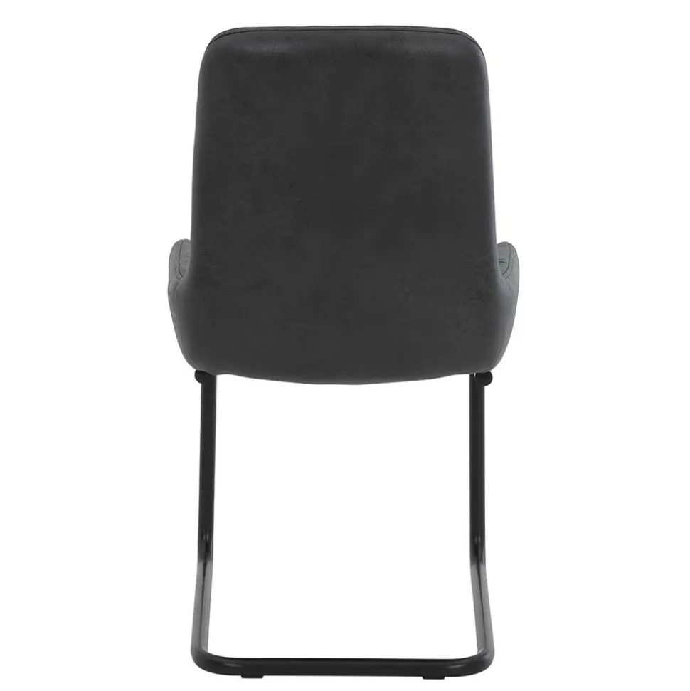 Freischwingerstuhl in Anthrazit Microfaser - Settas (Set)