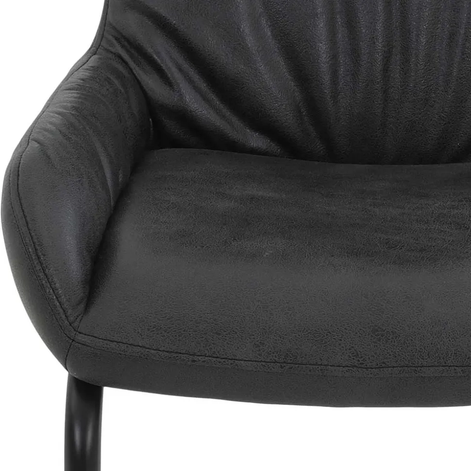 Freischwingerstuhl in Anthrazit Microfaser - Settas (Set)