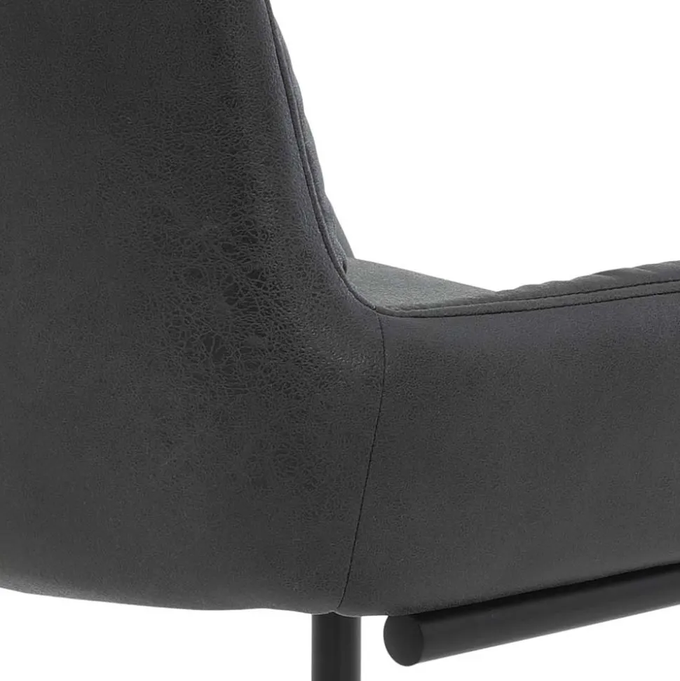 Freischwingerstuhl in Anthrazit Microfaser - Settas (Set)