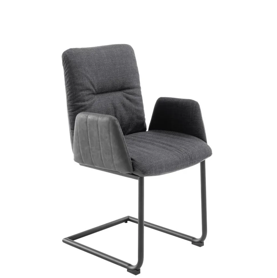 Freischwinger-Tischsessel in Anthrazit - Jamesson (2er Set)