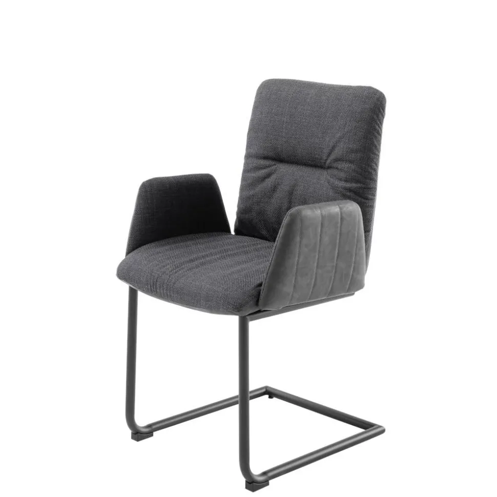 Freischwinger-Tischsessel in Anthrazit - Jamesson (2er Set)