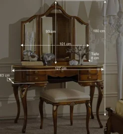 Frisiertisch & Hocker im Italienischen Stil - Carlenna (zweiteilig)