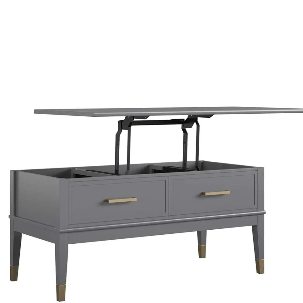 Funktioneller Couchtisch in Grau & Gold - Obbo