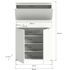 Funktioneller Schuhschrank mit zwei Türen & Klappe - Suad