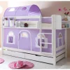 Funktionelles Etagenbett in Weiß mit Lila - Fistranco