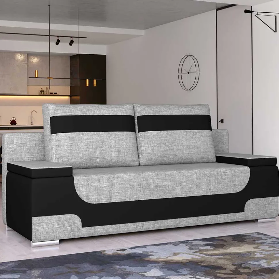 Funktionssofa in Grau und Schwarz - Lech