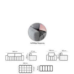 Funktionssofa in Rosenholz Velours - Kasaryn