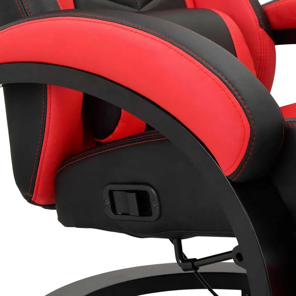 Gaming Stuhl mit Ringgestell in Schwarz mit Rot - Crentin