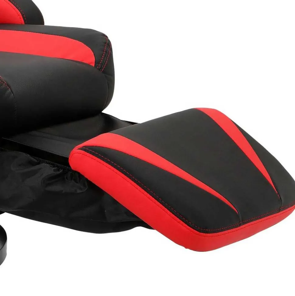 Gaming Stuhl mit Ringgestell in Schwarz mit Rot - Crentin