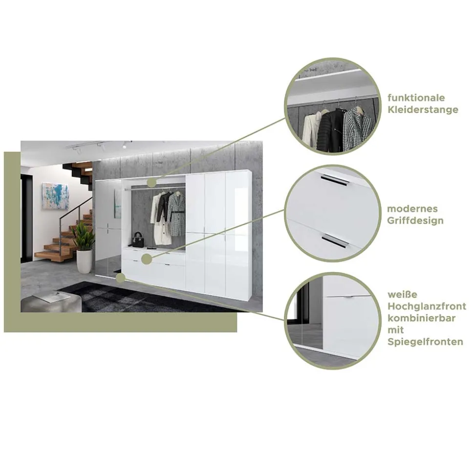 Garderoben Block mit Stange 152 cm breit - Ejulia (dreiteilig)