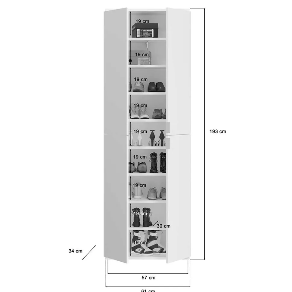 Garderoben Block mit Stange 152 cm breit - Ejulia (dreiteilig)
