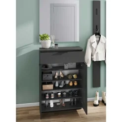 Garderoben Möbelset in Dunkelgrau - Tarlotta (dreiteilig)