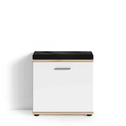 Garderobenbank in Weiß mit Wildeiche Dekor - Yumagno