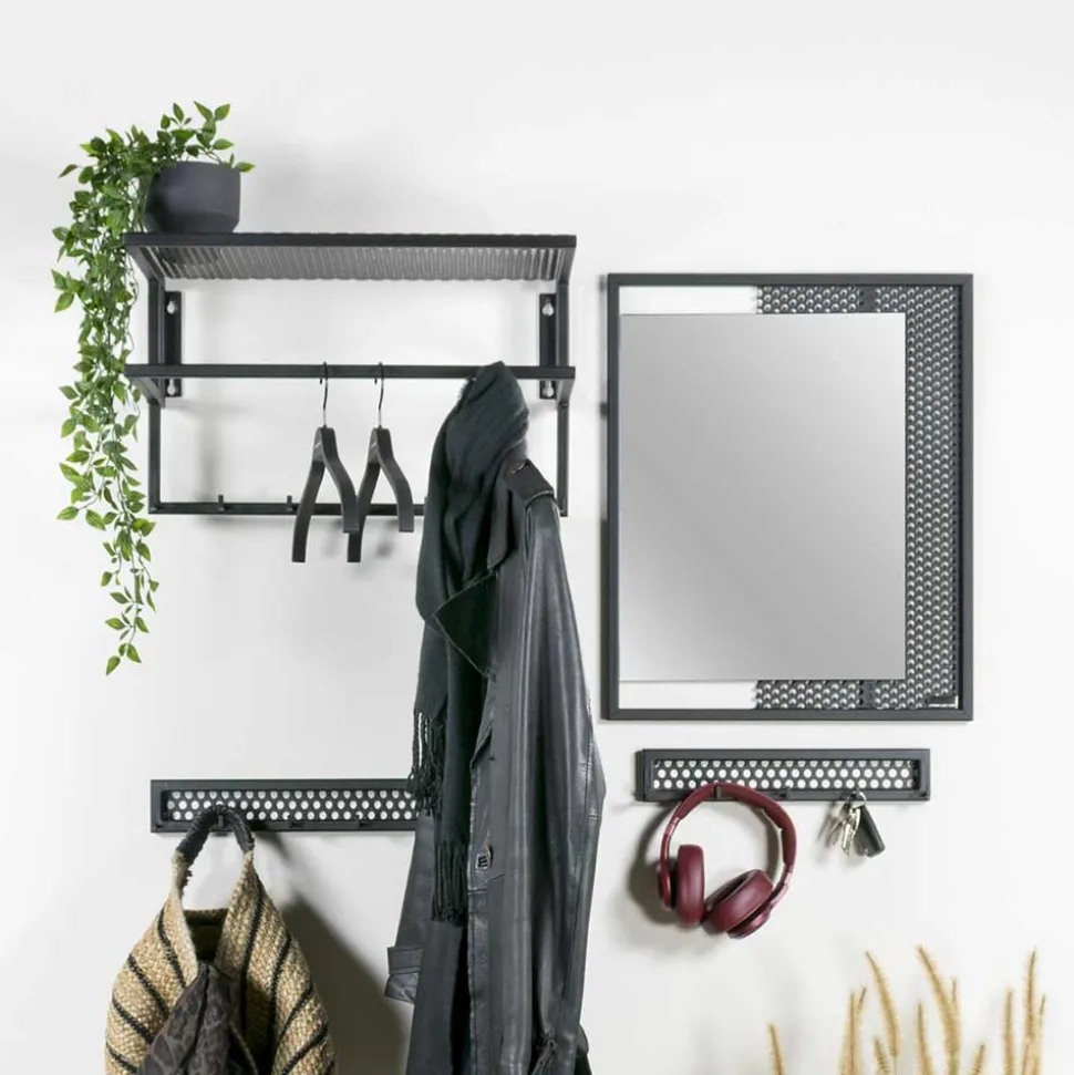 Garderobenhakenleiste aus Stahl in Schwarz - Orcia