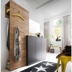 Garderobenkombination Coriga in Eiche Dekor Anthrazit (dreiteilig)