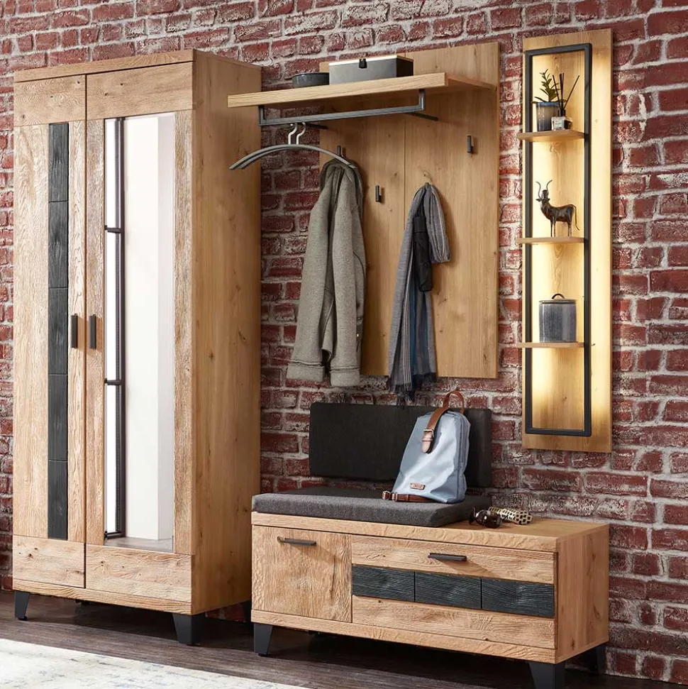 Garderobenmöbel aus Echtholz - Elprisca (vierteilig)