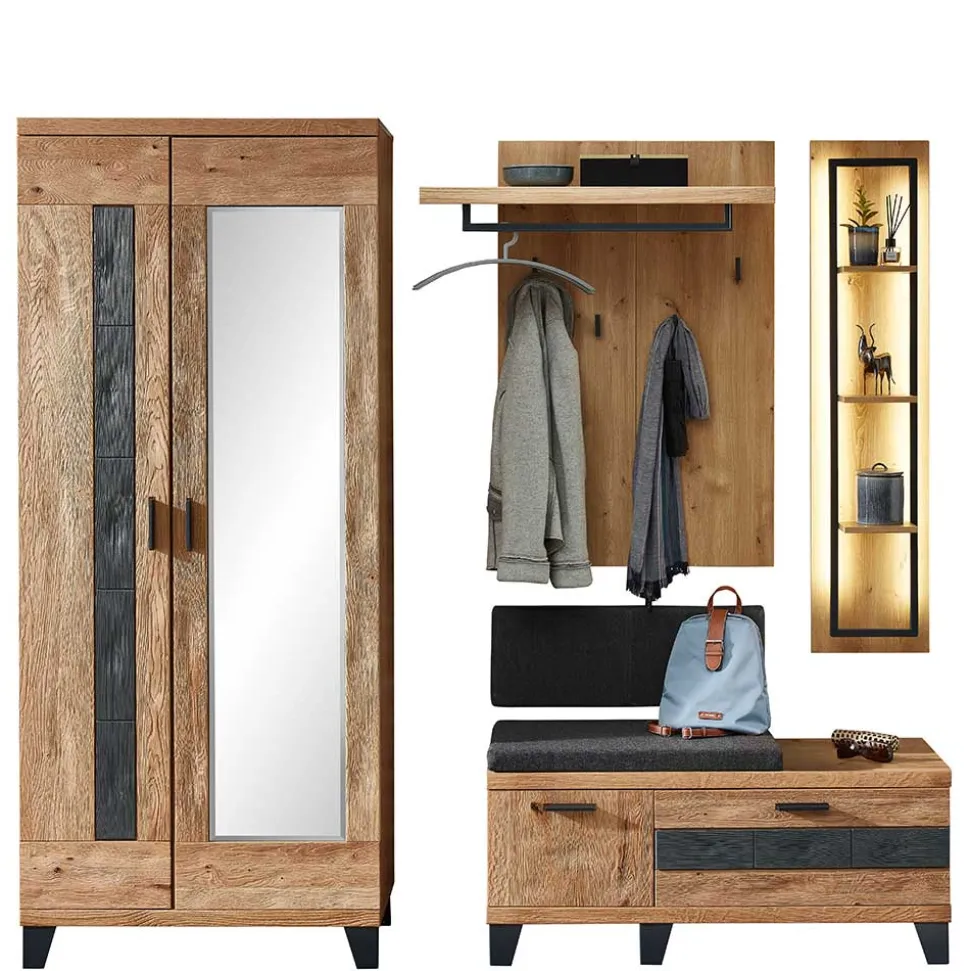 Garderobenmöbel aus Echtholz - Elprisca (vierteilig)