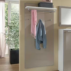 Garderobenmöbel Set Srocca in Taupe Glas beschichtet (dreiteilig)