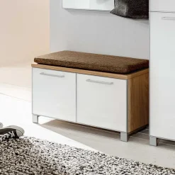 Garderobenmöbel Set Wynoca in Weiß Glas beschichtet (fünfteilig)