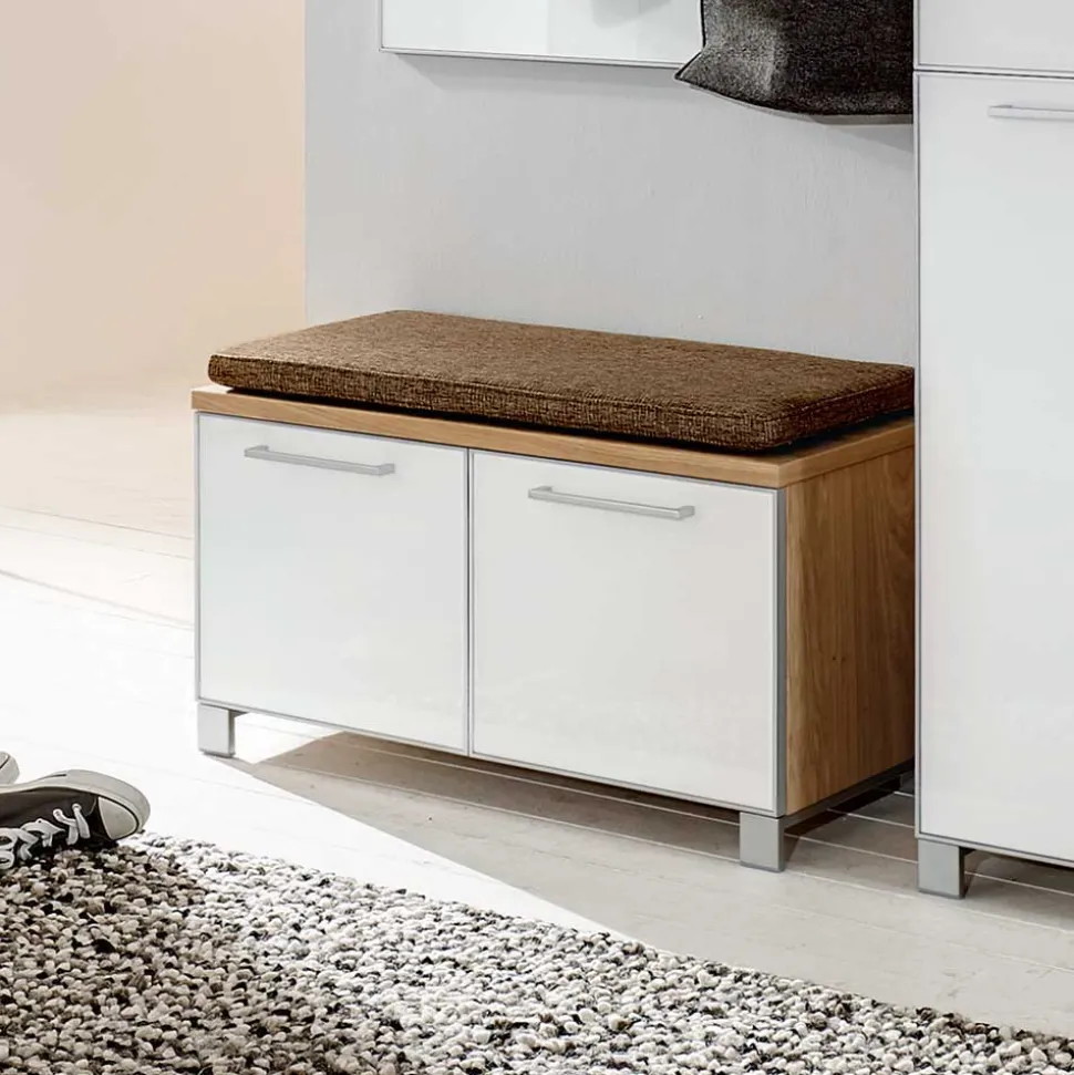 Garderobenmöbel Set Wynoca in Weiß Glas beschichtet (fünfteilig)