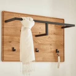 Garderobenpaneel aus Wildeiche und Metall - Darcona