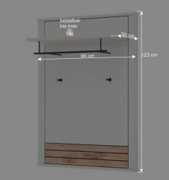 Garderobenpaneel in Lichtgrau mit Wildeiche - Ballina