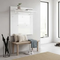 Garderobenpaneel in Weiß mit Glasbeschichtung - Kofi