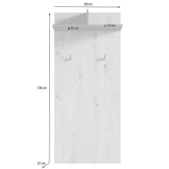 Garderobenpaneel in Weiß mit Schwarz - Etelon
